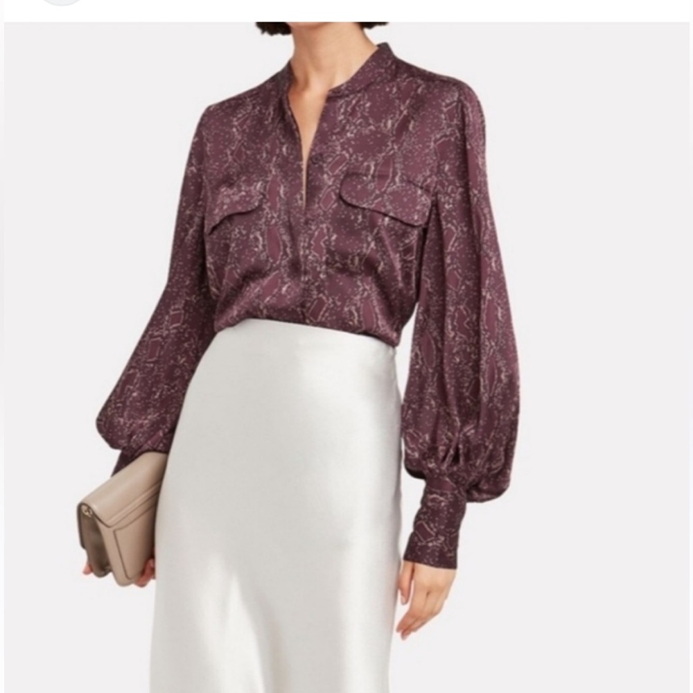 Like new Equipment Helaine python print collarless shirt Prune size XS